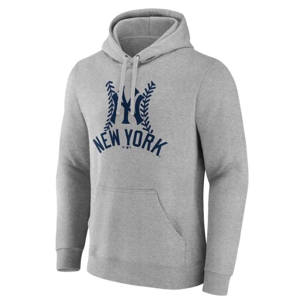 New York Yankees Personalized Name & Number Fastball Pullover Hoodie Gray