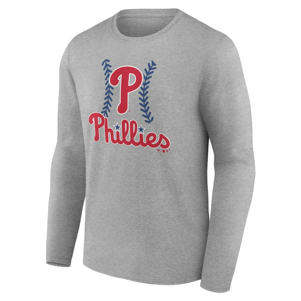 Philadelphia Phillies Personalized Name & Number Fastball Long Sleeve T-Shirt Gray