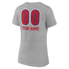Philadelphia Phillies Women's Personalized Name & Number Fastball V-Neck T-Shirt Gray