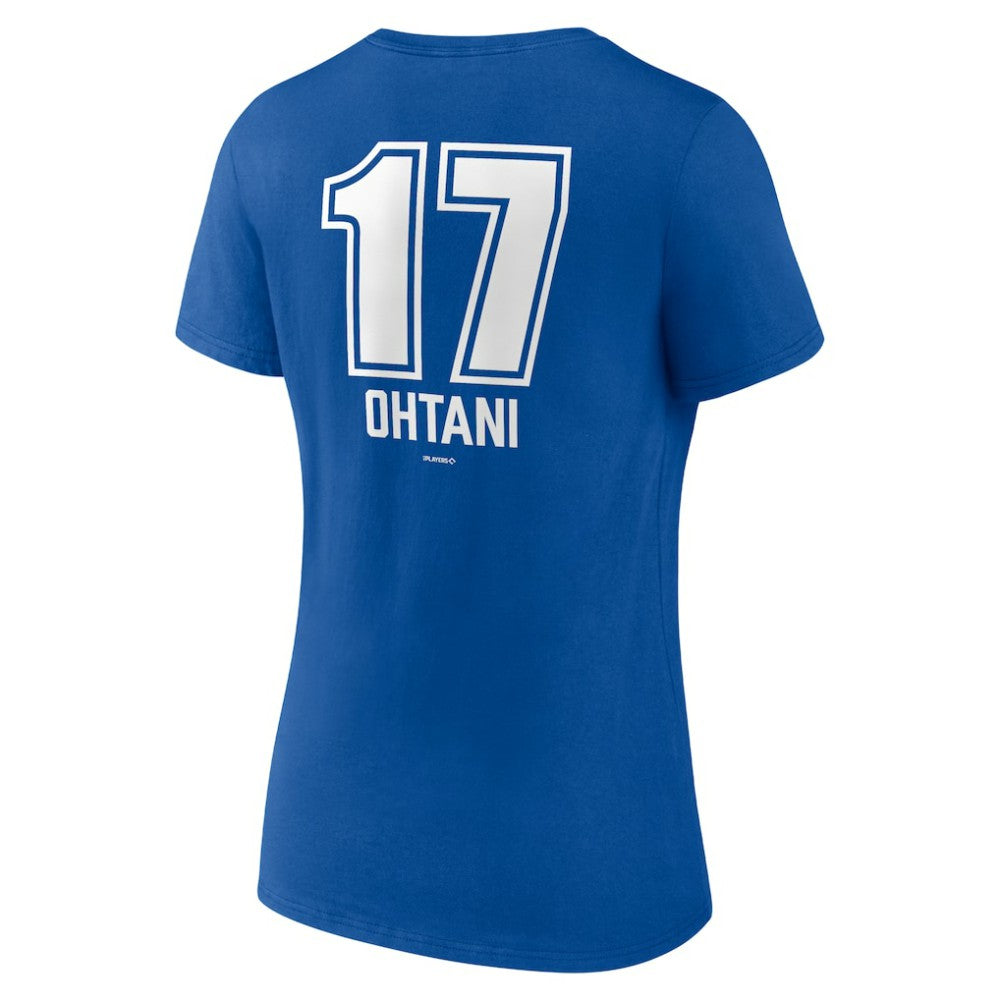 Shohei Ohtani Los Angeles Dodgers Women's Fastball Player Name & Number V-Neck T-Shirt Royal