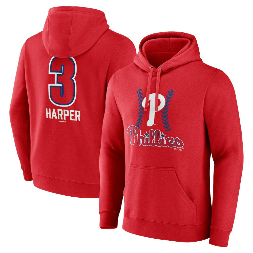 Bryce Harper Philadelphia Phillies Fastball Player Name & Number Pullover Hoodie Red