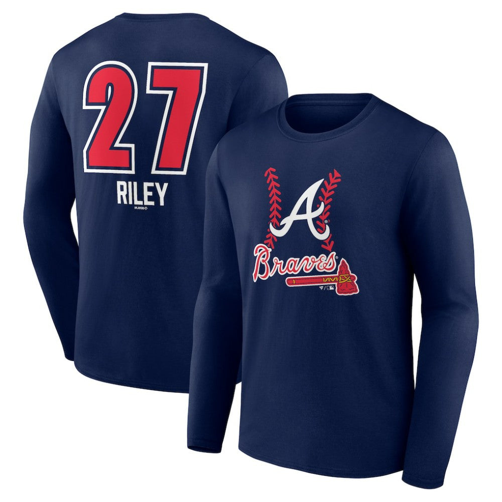 Austin Riley Atlanta Braves Fastball Player Name & Number Long Sleeve T-Shirt Navy