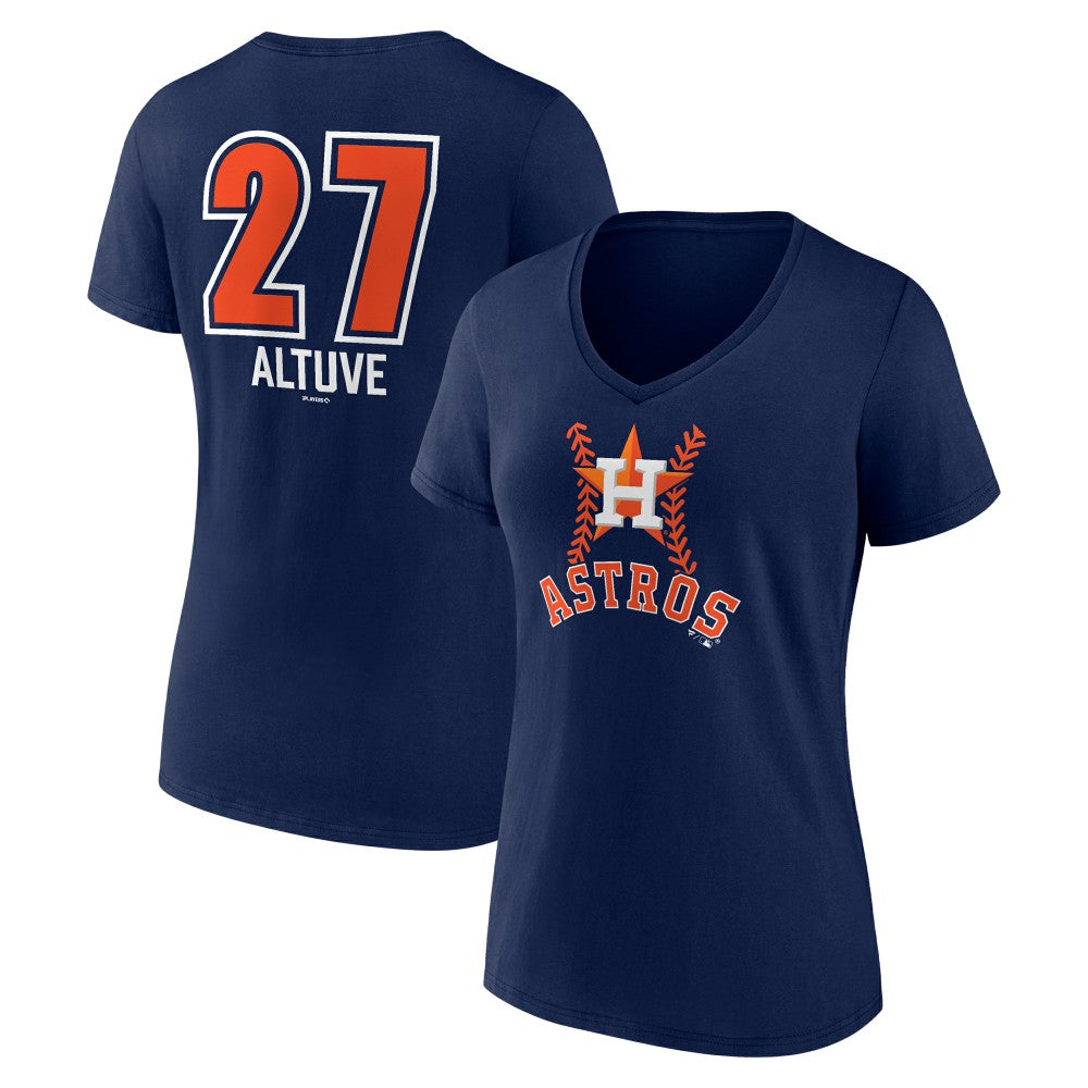 Jose Altuve Houston Astros Women's Fastball Player Name & Number V-Neck T-Shirt Navy