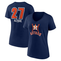 Jose Altuve Houston Astros Women's Fastball Player Name & Number V-Neck T-Shirt Navy