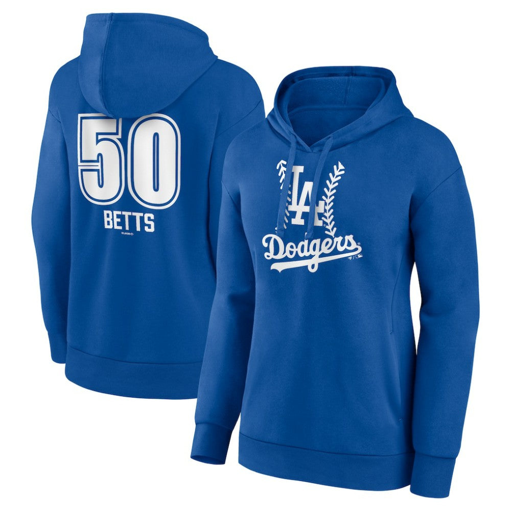 Mookie Betts Los Angeles Dodgers Women's Fastball Player Name & Number Pullover Hoodie Royal
