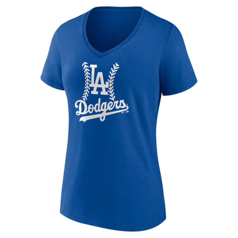 Mookie Betts Los Angeles Dodgers Women's Fastball Player Name & Number V-Neck T-Shirt Royal