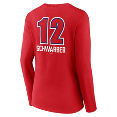 Kyle Schwarber Philadelphia Phillies Women's Fastball Player Name & Number Long Sleeve V-Neck T-Shirt Red