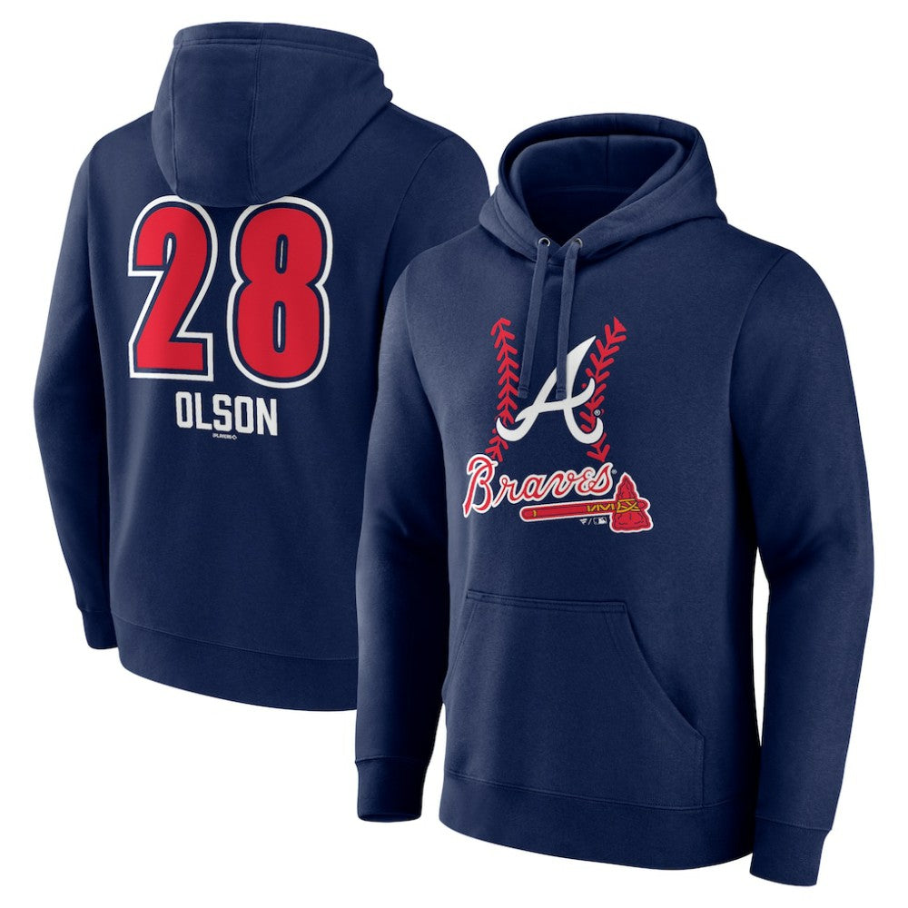 Matt Olson Atlanta Braves Fastball Player Name & Number Pullover Hoodie Navy