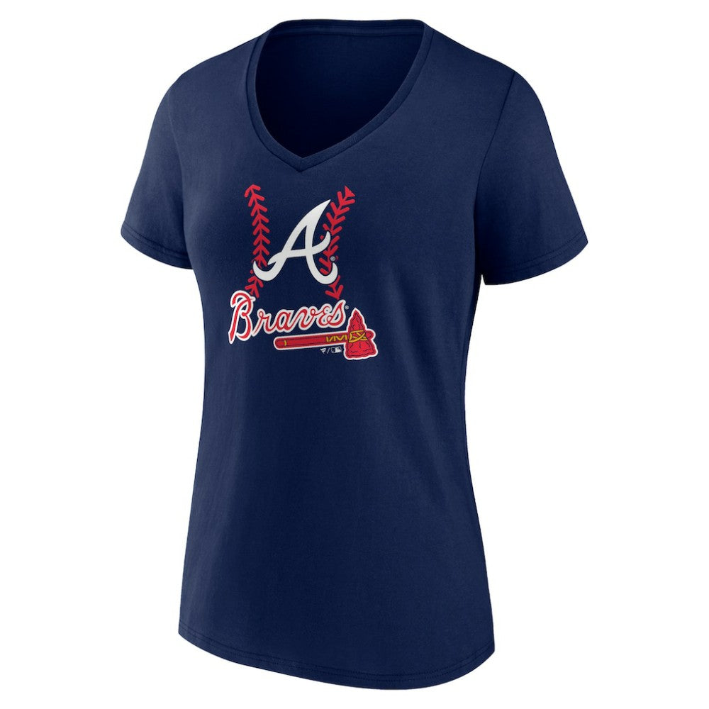 Matt Olson Atlanta Braves Women's Fastball Player Name & Number V-Neck T-Shirt Navy