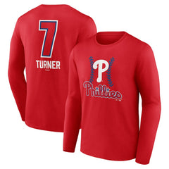 Trea Turner Philadelphia Phillies Fastball Player Name & Number Long Sleeve T-Shirt Red