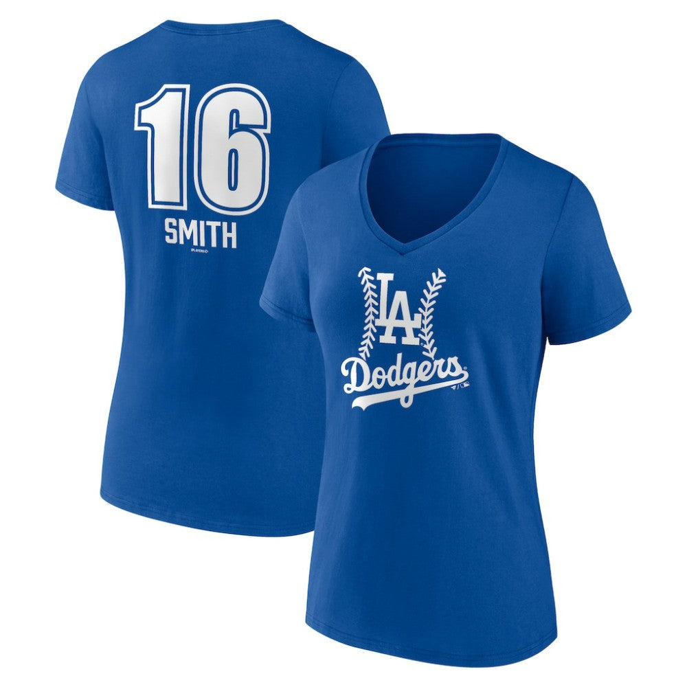 Will Smith Los Angeles Dodgers Women's Fastball Player Name & Number V-Neck T-Shirt Royal