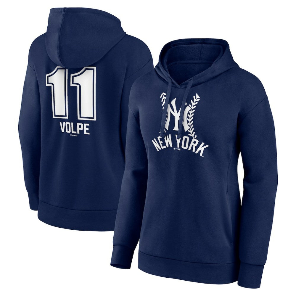 Anthony Volpe New York Yankees Women's Fastball Player Name & Number Pullover Hoodie Navy