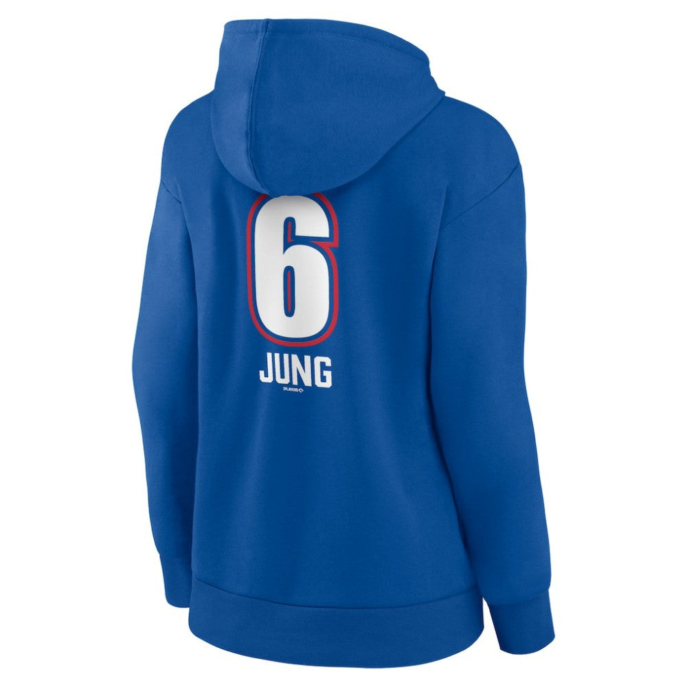 Josh Jung Texas Rangers Women's Fastball Player Name & Number Pullover Hoodie Royal