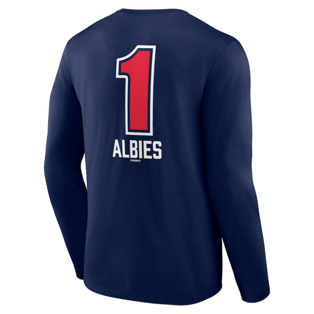 Ozzie Albies Atlanta Braves Fastball Player Name & Number Long Sleeve T-Shirt Navy