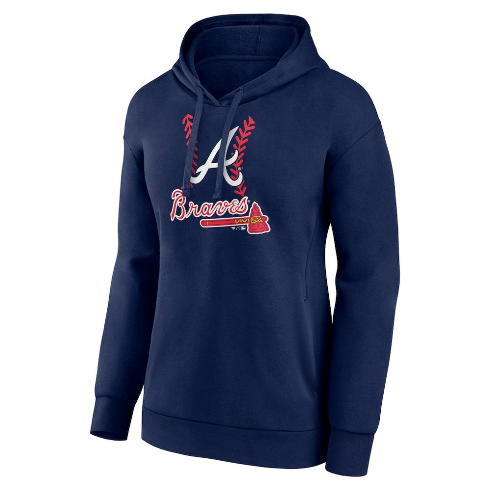 Ozzie Albies Atlanta Braves Women's Fastball Player Name & Number Pullover Hoodie Navy