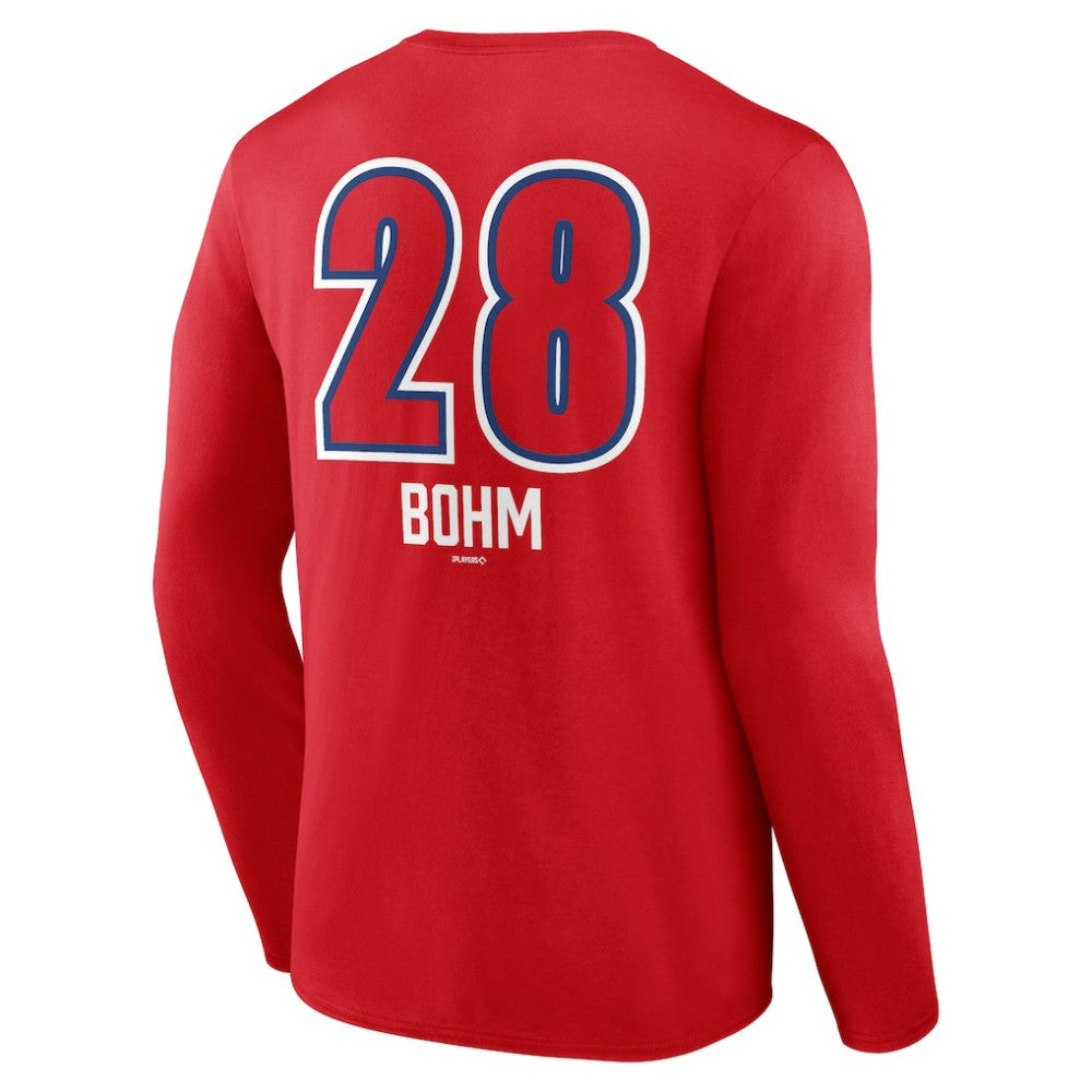 Alec Bohm Philadelphia Phillies Fastball Player Name & Number Long Sleeve T-Shirt Red