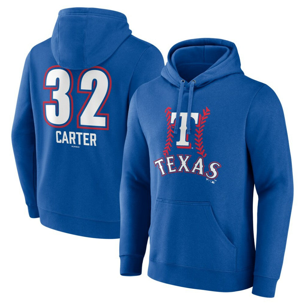 Evan Carter Texas Rangers Fastball Player Name & Number Pullover Hoodie Royal