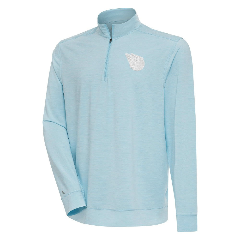 Cleveland Guardians Antigua Bright Quarter-Zip Pullover Top Powder Blue