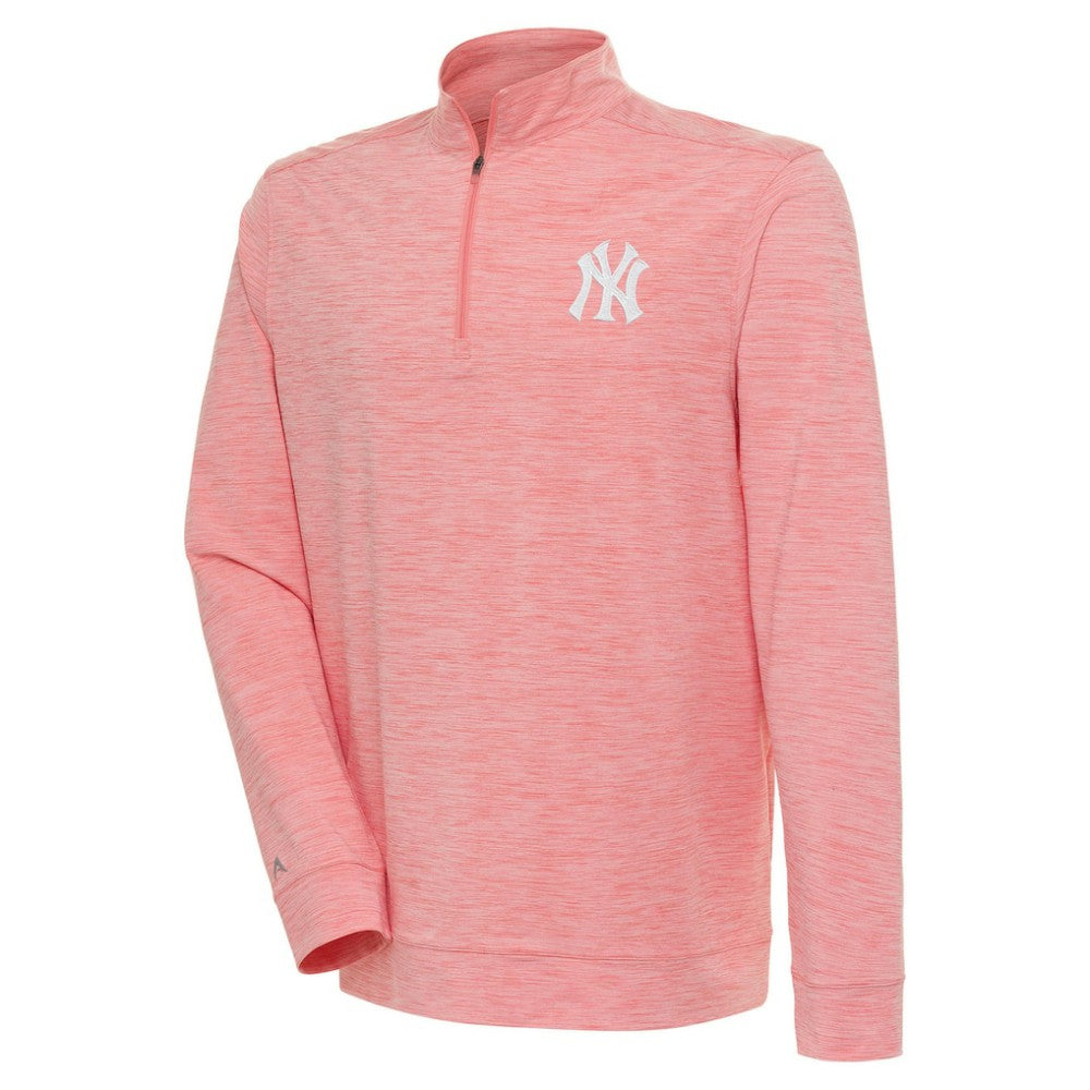 New York Yankees Antigua Bright Quarter-Zip Pullover Top Coral