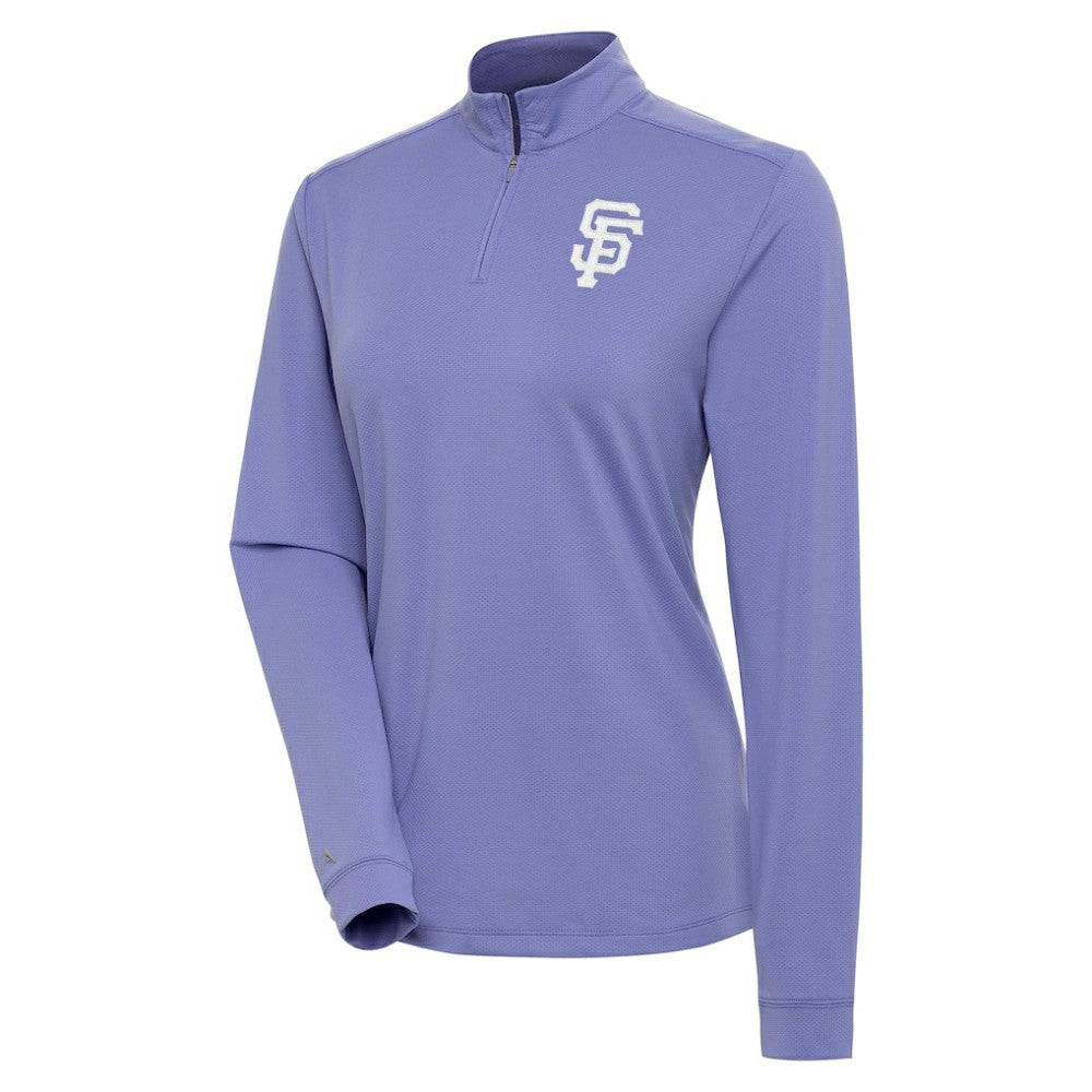 San Francisco Giants Antigua Women's Finish Quarter-Zip Pullover Top Purple