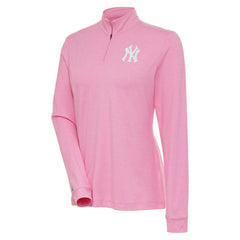New York Yankees Antigua Women's Mentor Quarter-Zip Pullover Top Pink