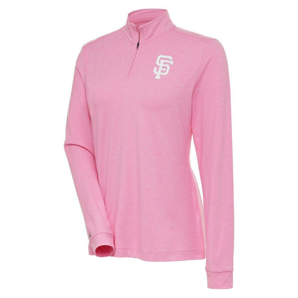 San Francisco Giants Antigua Women's Mentor Quarter-Zip Pullover Top Pink
