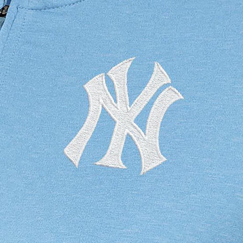 New York Yankees Antigua Women's Mentor Quarter-Zip Pullover Top Light Blue