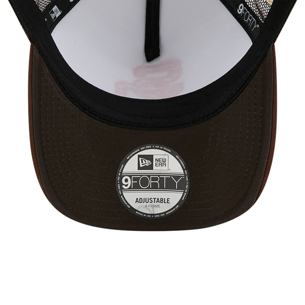 San Diego Padres Checkered Flag A-Frame Trucker 9FORTY Adjustable Hat White/Brown | New Era