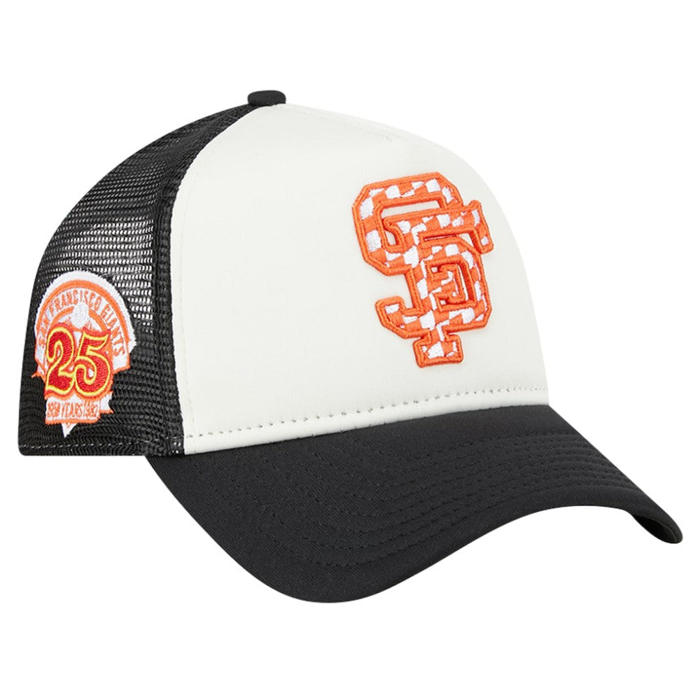 San Francisco Giants Checkered Flag A-Frame Trucker 9FORTY Adjustable Hat White/Black | New Era