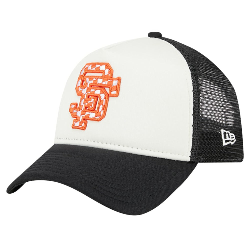 San Francisco Giants Checkered Flag A-Frame Trucker 9FORTY Adjustable Hat White/Black | New Era