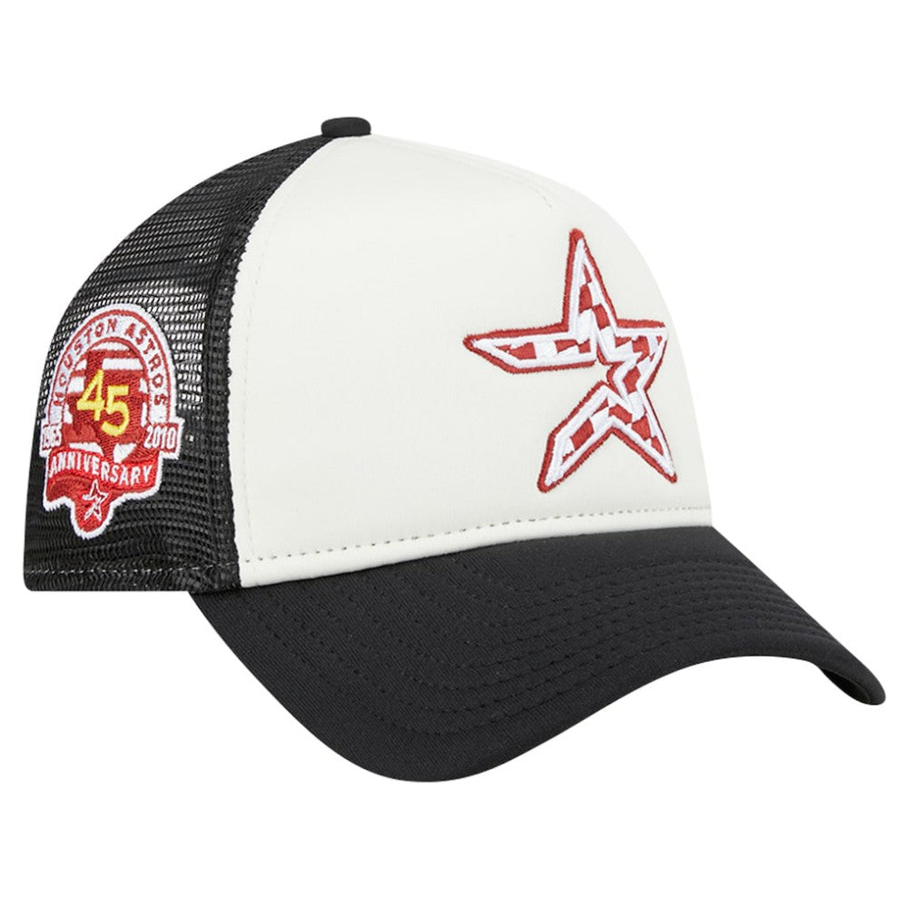 Houston Astros Checkered Flag A-Frame Trucker 9FORTY Adjustable Hat White/Black | New Era