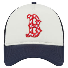 Boston Red Sox Checkered Flag A-Frame Trucker 9FORTY Adjustable Hat White/Navy | New Era