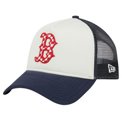 Boston Red Sox Checkered Flag A-Frame Trucker 9FORTY Adjustable Hat White/Navy | New Era