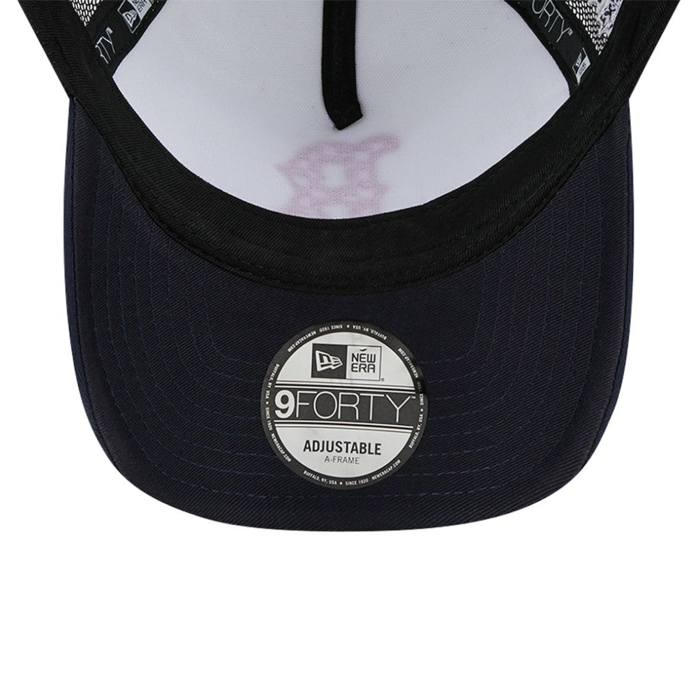 Boston Red Sox Checkered Flag A-Frame Trucker 9FORTY Adjustable Hat White/Navy | New Era