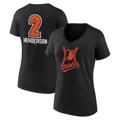 Gunnar Henderson Baltimore Orioles Women's Fastball Player Name & Number V-Neck T-Shirt Black