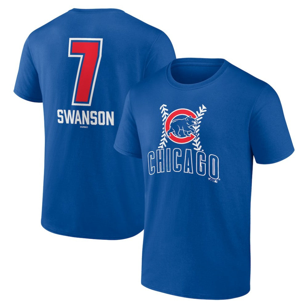 Dansby Swanson Chicago Cubs Fastball Player Name & Number T-Shirt Royal