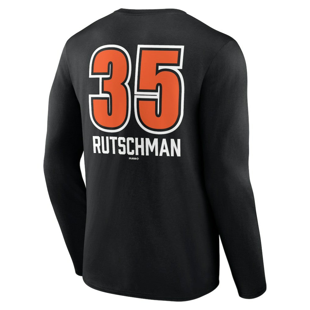 Adley Rutschman Baltimore Orioles Fastball Player Name & Number Long Sleeve T-Shirt Black