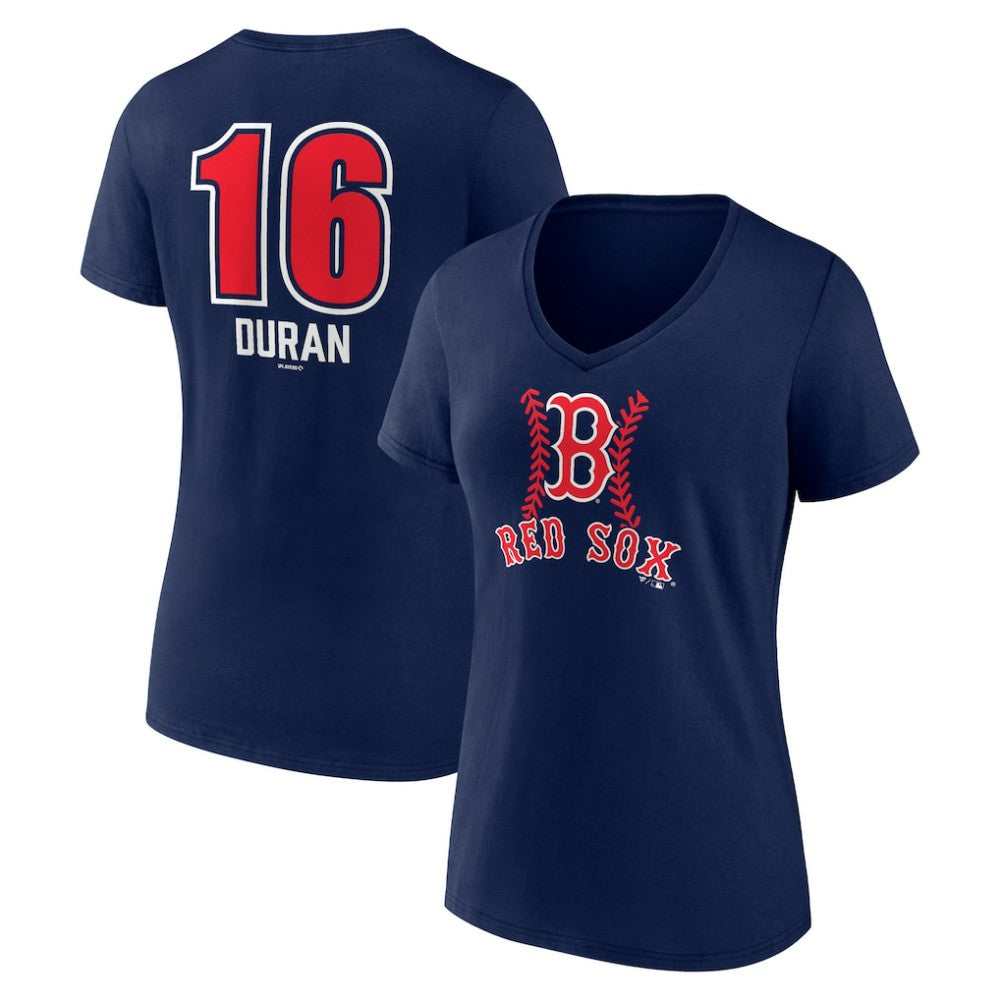 Jarren Duran Boston Red Sox Women's Fastball Player Name & Number V-Neck T-Shirt Navy