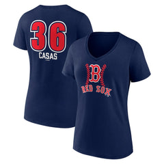 Triston Casas Boston Red Sox Women's Fastball Player Name & Number V-Neck T-Shirt Navy