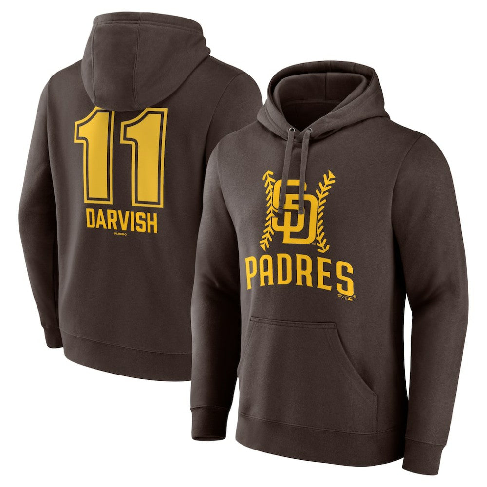 Yu Darvish San Diego Padres Fastball Player Name & Number Pullover Hoodie Brown