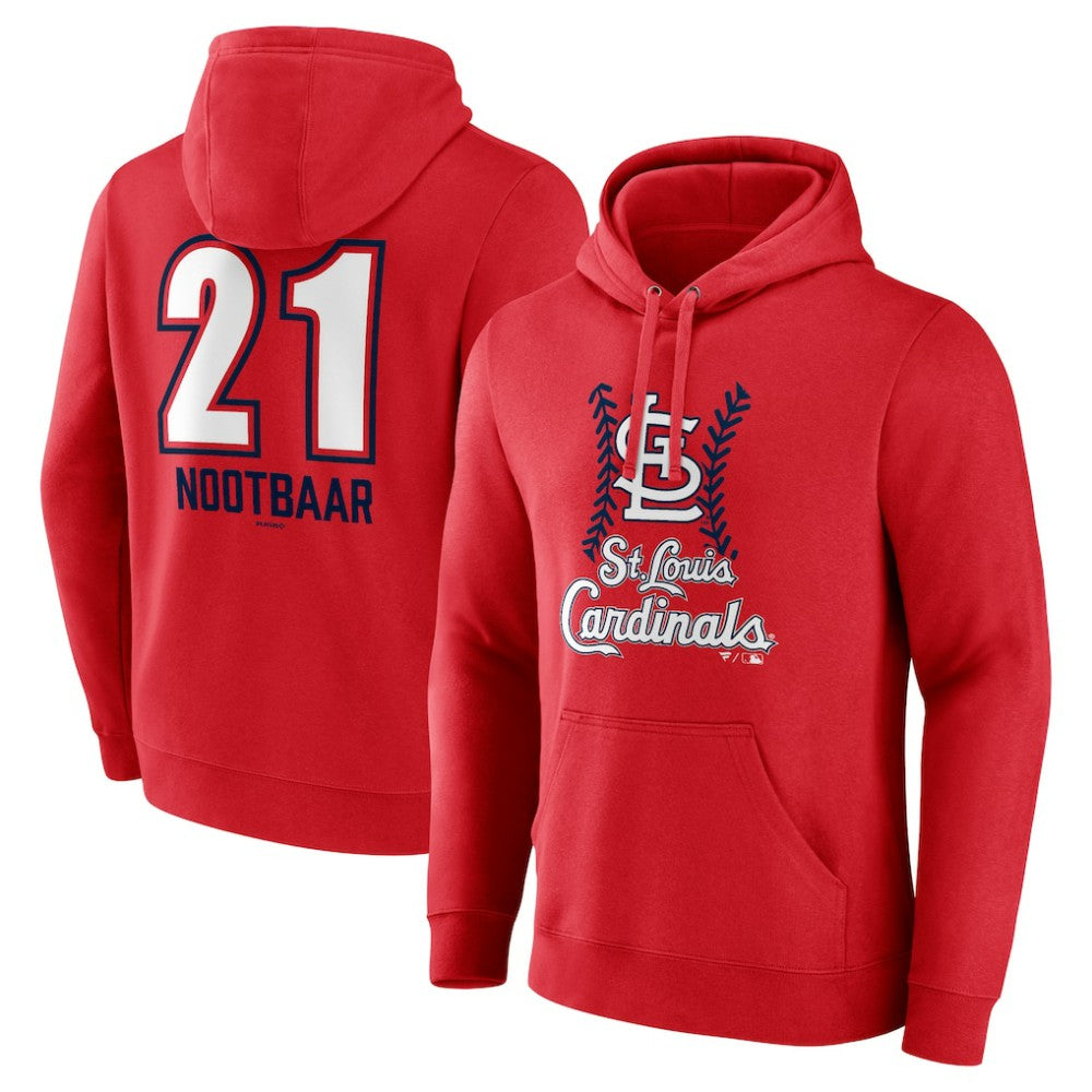 Lars Nootbaar St. Louis Cardinals Fastball Player Name & Number Pullover Hoodie Red