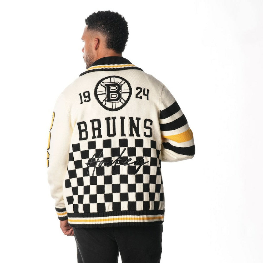 Boston Bruins The Wild Collective Unisex Jacquard Full-Zip Sweater Cream