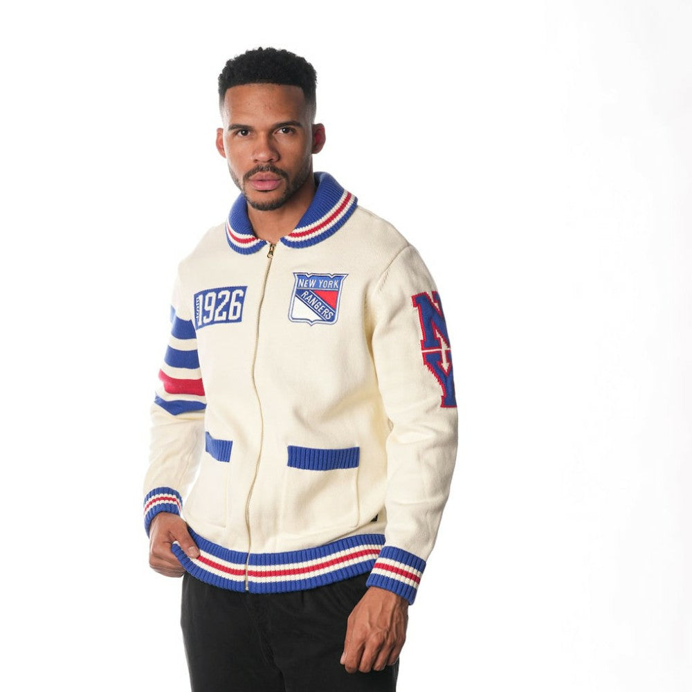New York Rangers The Wild Collective Unisex Jacquard Full-Zip Sweater Cream