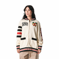 Chicago Blackhawks The Wild Collective Unisex Jacquard Full-Zip Sweater Cream