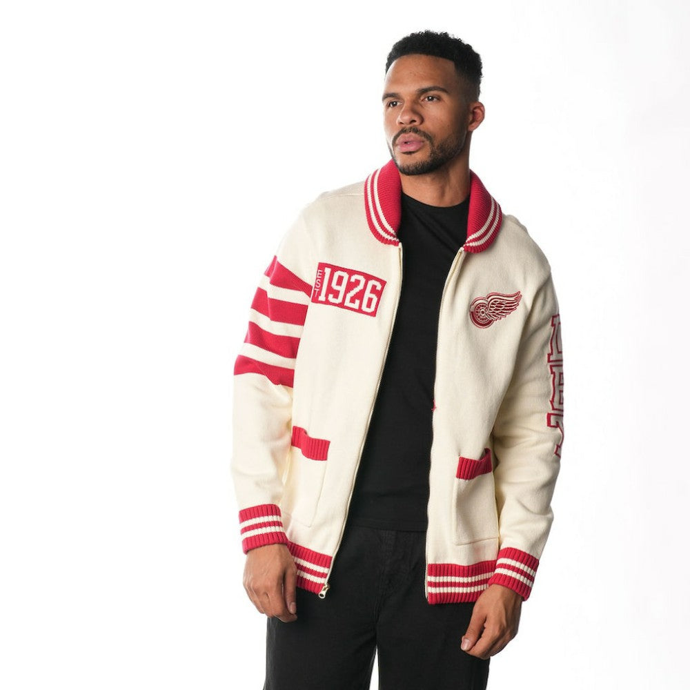 Detroit Red Wings The Wild Collective Unisex Jacquard Full-Zip Sweater Cream