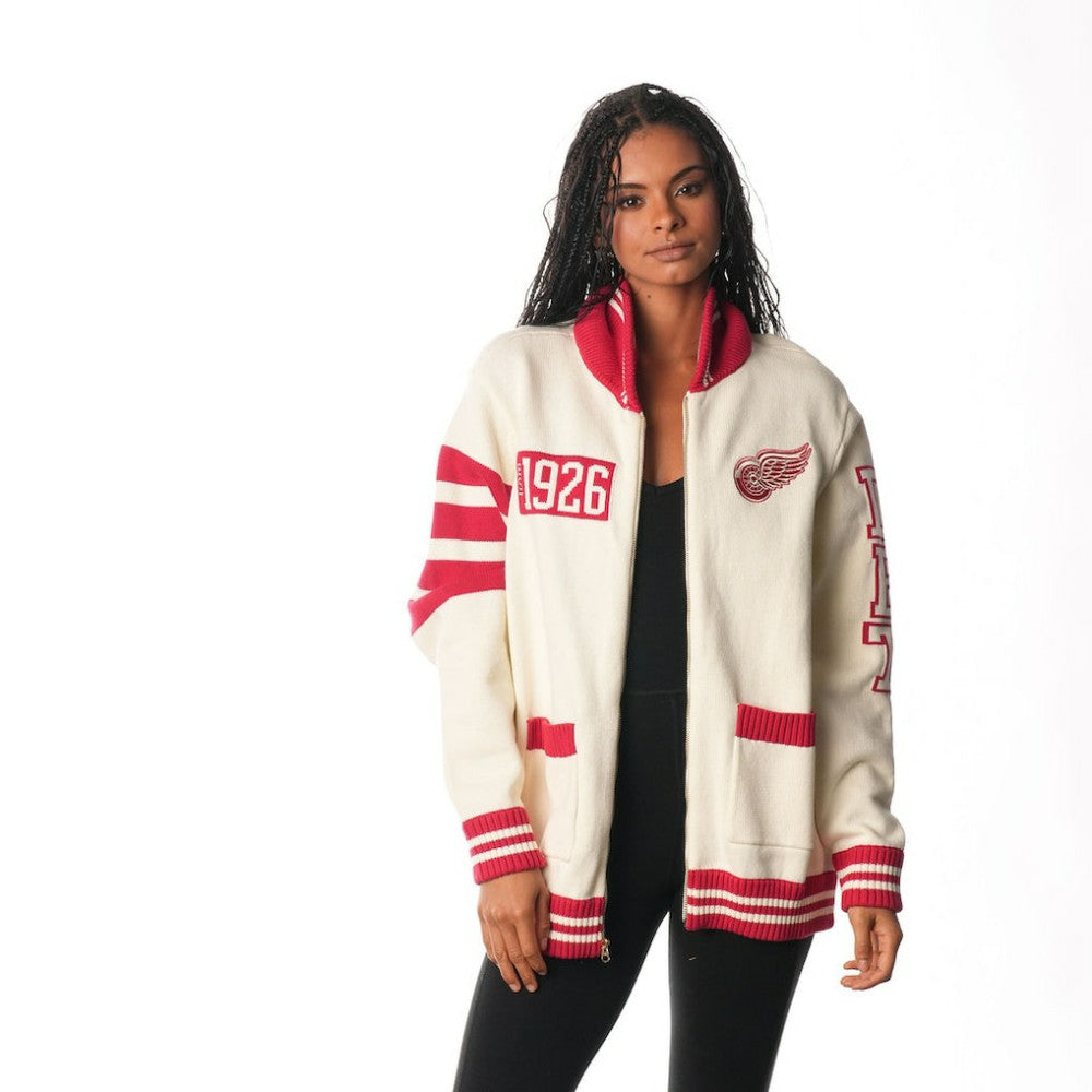 Detroit Red Wings The Wild Collective Unisex Jacquard Full-Zip Sweater Cream