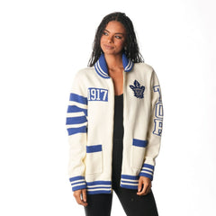Toronto Maple Leafs The Wild Collective Unisex Jacquard Full-Zip Sweater Cream