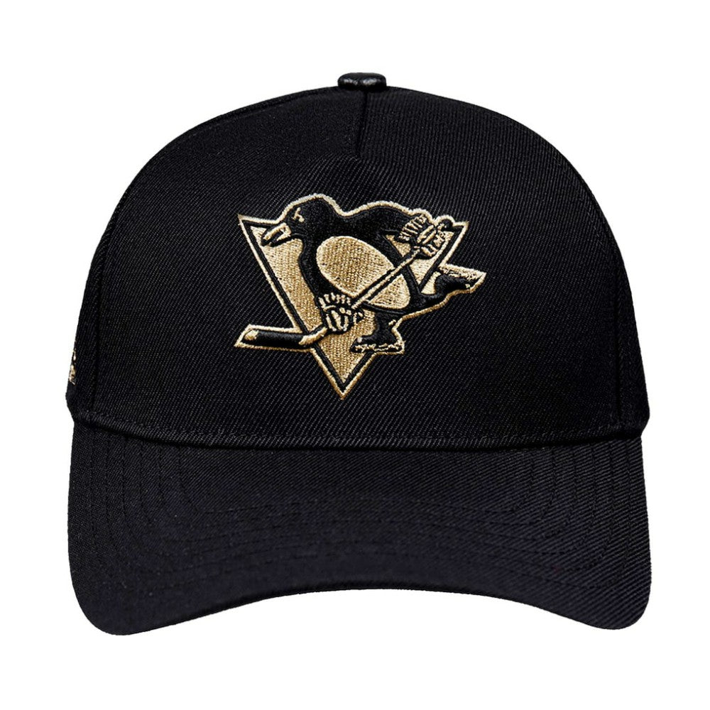 Pittsburgh Penguins Pro Standard Metallic Logo Pinch Front Adjustable Hat Black