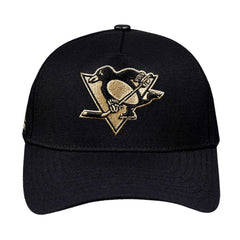 Pittsburgh Penguins Pro Standard Metallic Logo Pinch Front Adjustable Hat Black