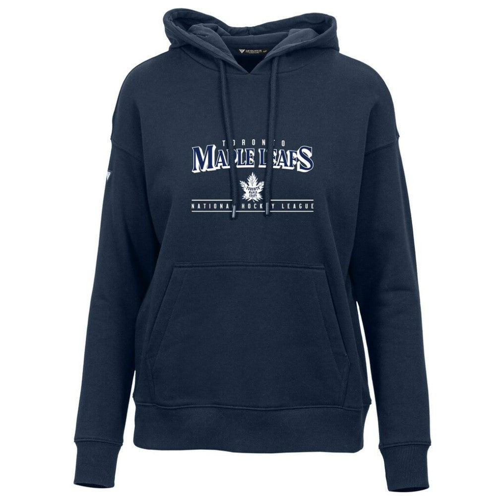 Toronto Maple Leafs Levelwear Women's Retro Adorn Spellout Pullover Hoodie Navy